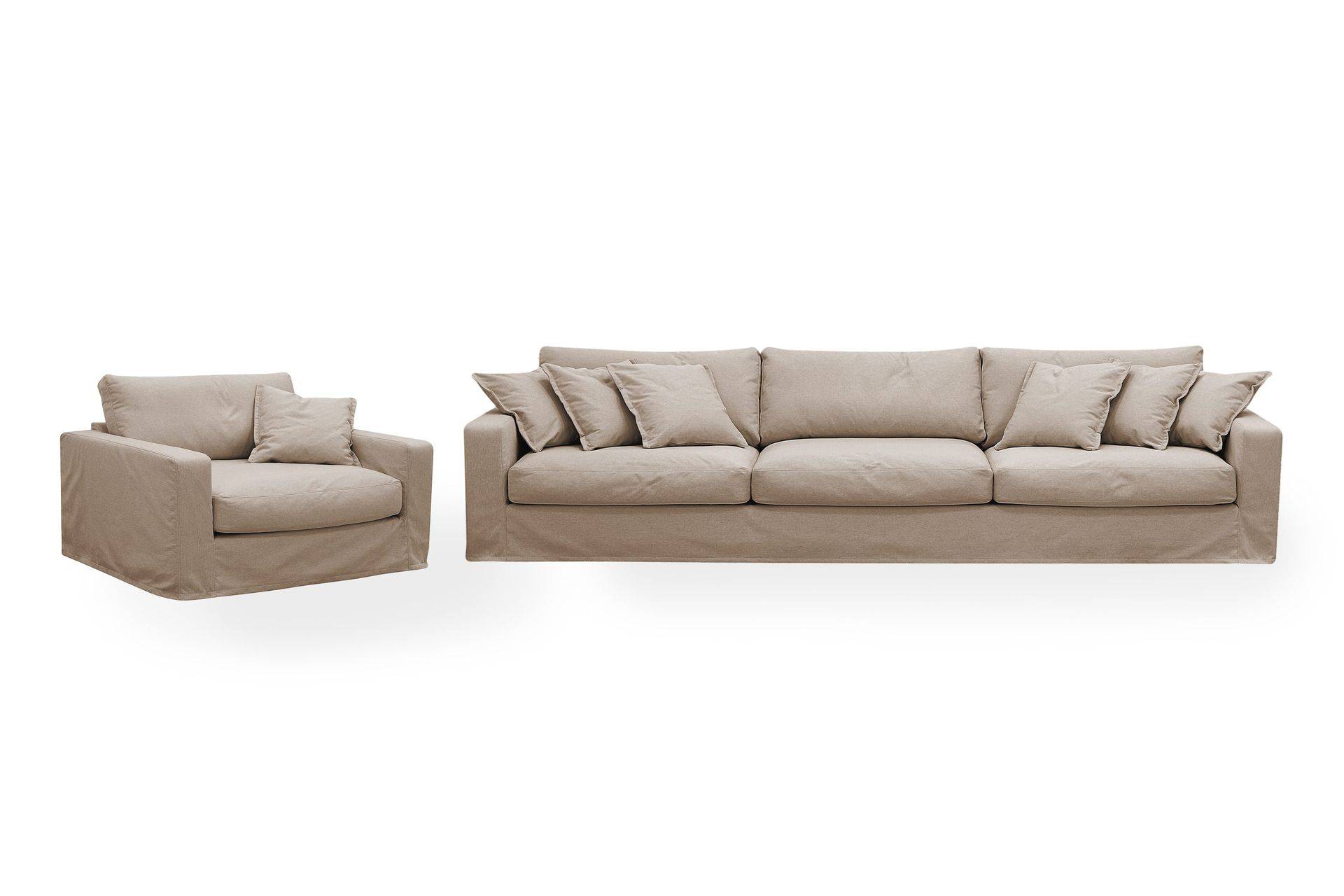 Scandinavian Choice Valencia Extra Djup 5-sits soffa + fåtölj med avtagbar och tvättbar klädsel - Ljusbrun Soffgrupp Brun