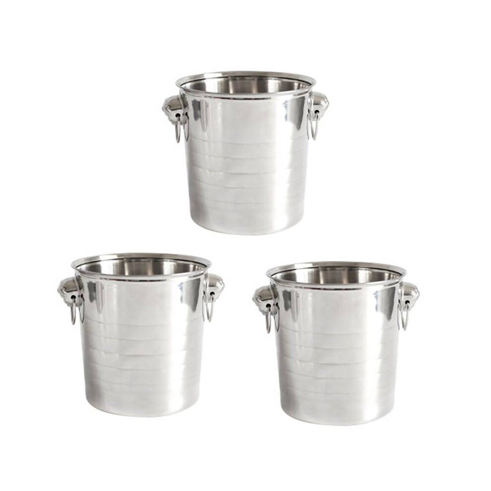 3X Stainless Steel Ice Punch Bucket Wine Beer Cooler Champagne Cooler Portable Bar Party Club Ice Bucket Container 3L