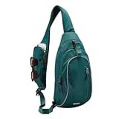 Waterfly Crossbody-ryggsäck med axelrem, Vandringsresväska för kvinnor och män, bröstväska, dagspackning, modeväska, axelväska, Mörkgrön, small