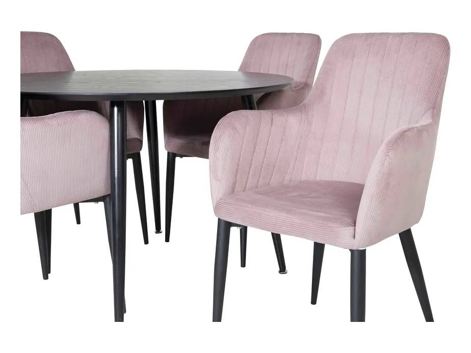 Venture Design Dipp & Comfort matgrupp Svart/rosa 4 st stolar & bord 115 cm
