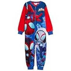 Marvel Spidey and His Amazing Friends Onesie fleece allt-i-ett barnpyjamas med dragkedja, Röd, 5-6 År