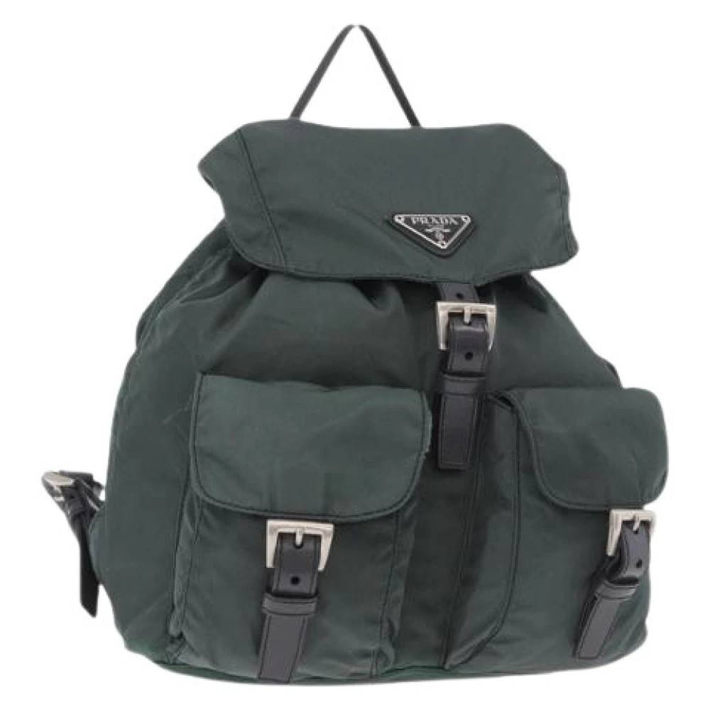 Prada Vintage Pre-owned Læder Rygsæk - Vintage - Dame - Grøn - ONE SIZE - Læder