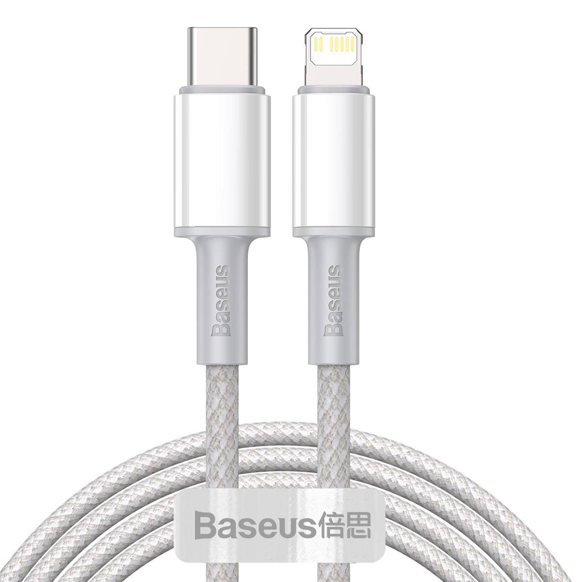 USB-C til Lightning kabel - 20 W - Fast Charging Data - 2 meter - Hvid (Baseus High Density).