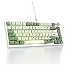 SOLIDEE Trådat 75% Mekaniskt Speltangentbord Hot Swappable,Röda Brytare RGB Bakgrundsbelyst tangentbord,82 Tangenter TKL Mekaniskt Tangentbord,NKRO Kompakt Tangentbord med Kontrollratt(82 Matcha)
