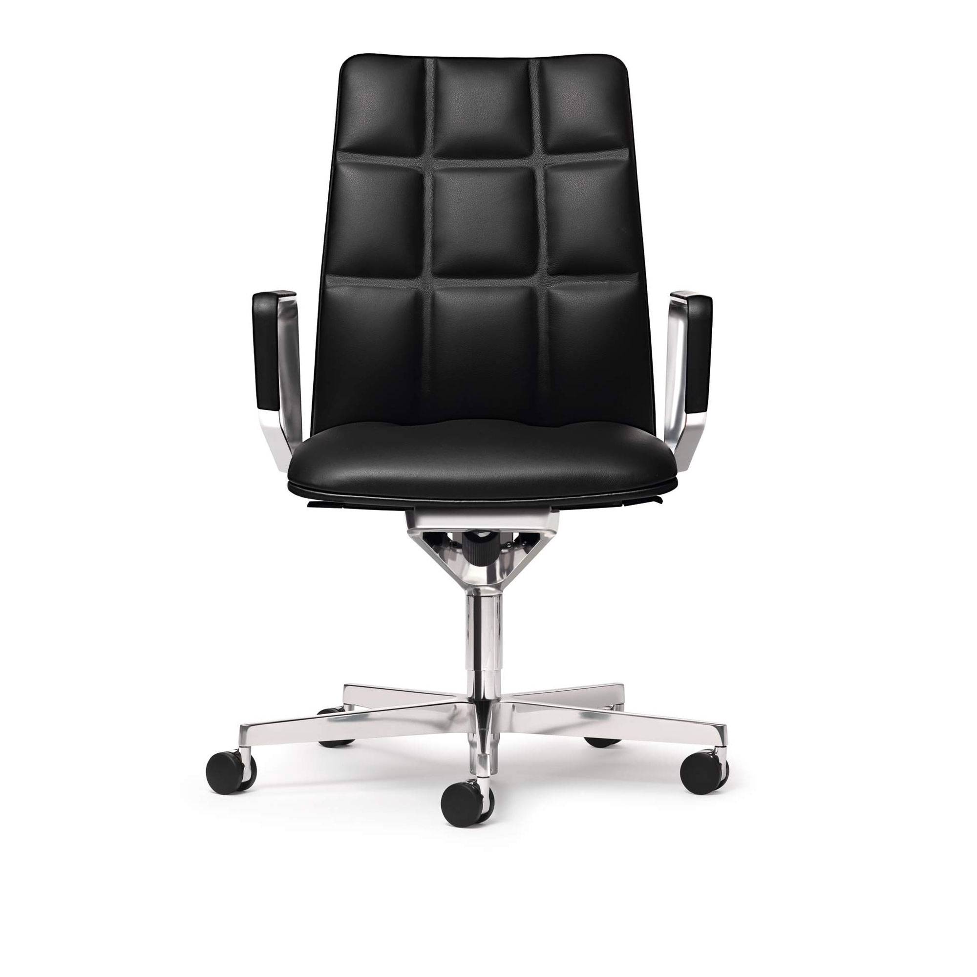Walter Knoll - Leadchair Executive Mid 2010, Powder-Coated Black Matt, Leather Cat. 40 Select 1301 Blue, 5-star Base, Soft Castors - Skrivbordsstolar - EOOS - Blå