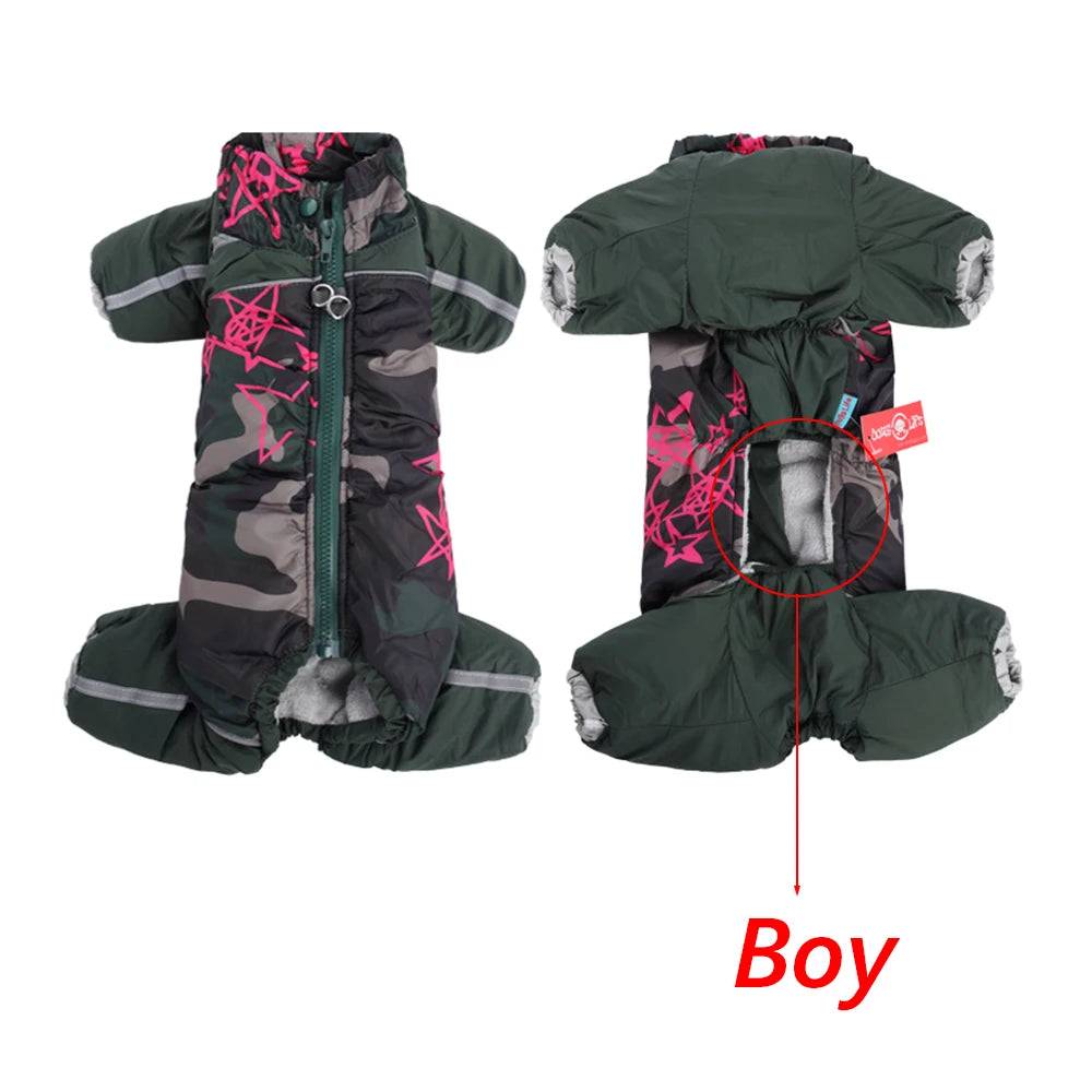Thickened Reflective Winter Jumpsuit for Small Dogs - Green Boy / 10 / SPC (10)