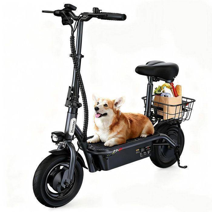 Hopfällbar Elektrisk Elsparkcykel med Säte iScooter SR-E3 för Vuxna och Tonåringar, 1000W Motor, Räckvidd 60KM, 13Ah Batteri