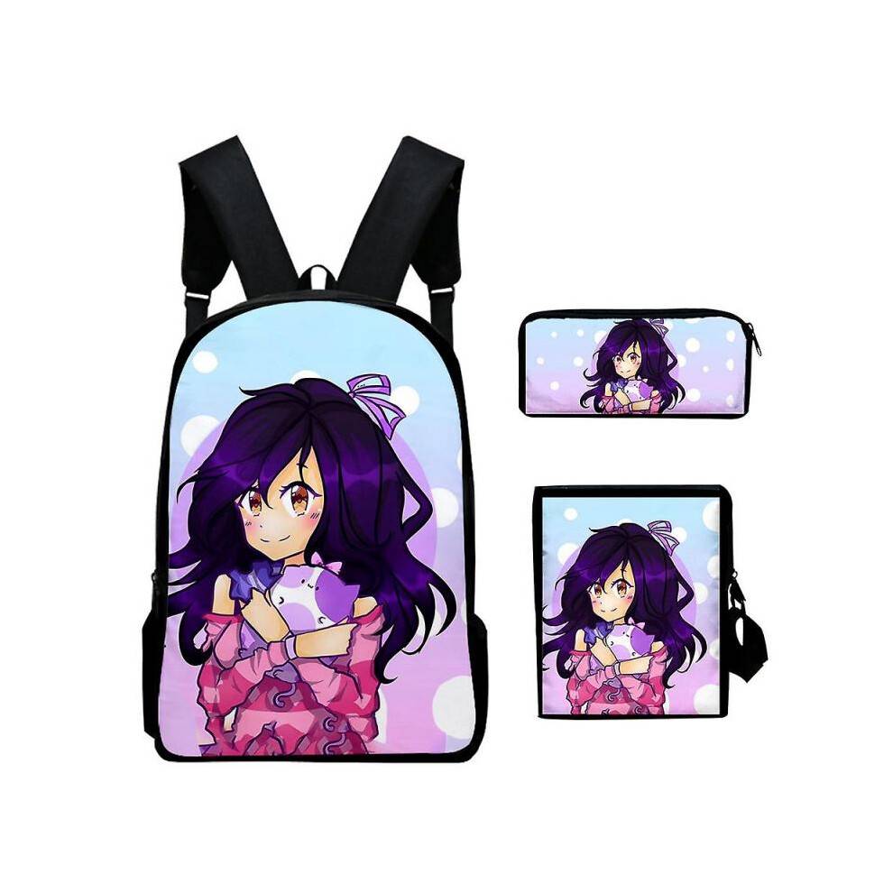 (2) New Aphmau Merch Pattern Large Capacity Backpack Set 3 Pieces Lightweight Youth School Bag 3d Printing Messenger Bag Pencil Case