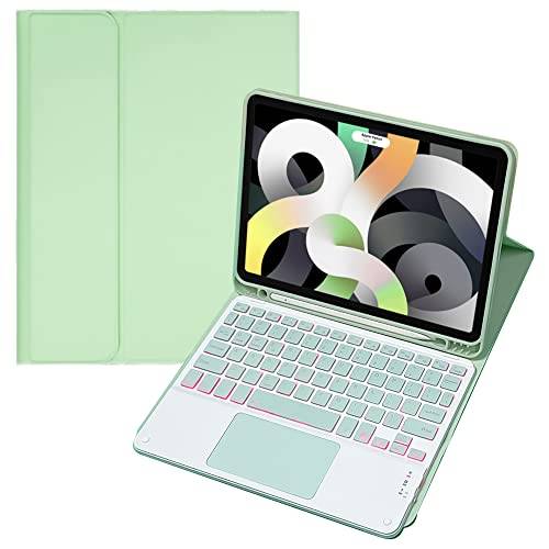 QYiiD TouchPad tangentbordsfodral för iPad Mini 5/Mini 4, magnetiskt avtagbart trådlöst Bluetooth-tangentbord och smalt stativ skydd med pennhållare för iPad Mini 5/iPad Mini 4/iPad Mini 3/Mini 2/Mini
