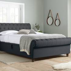 Olivia's Caspian Side Opening Ottoman Bed in Charcoal - Super Kingsize