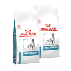 Royal Canin Veterinary Hypoallergenic hundfoder. Förpackning: 2 x 14 kg