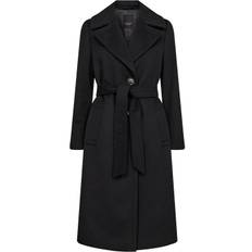 Sand Cashmere Coat W Clareta Belt Midi Kvinde Sort Vinterjakker Str 44 Cashmere - hos Magasin
