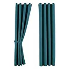 Gardinlåda, gardiner, ogenomskinliga "Newyork", petrol, H x B 245 x 140 cm, 2-pack, termiska gardiner, mörkläggningsgardin, mörkläggningsgardin, mörkläggningsöljetter, ljudisolerande, Oeko-Tex