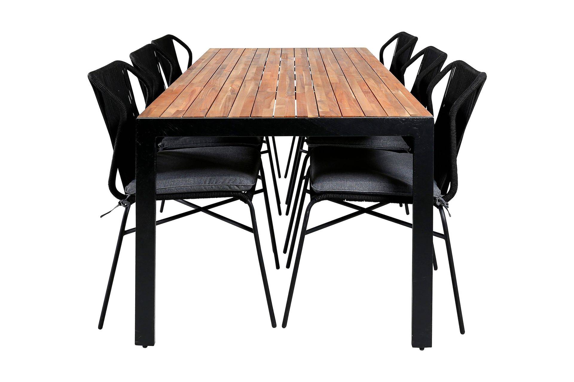 Bois Matgrupp Utomhus 205cm + 6 Julian Matstolar - Svart/Brun utomhus Brun,Svart Venture Home