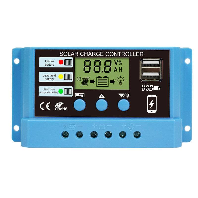 30A 20A 10A Solcellsladdningskontroll 12V 24V Auto Solpanel PV LCD-kontroll för bly-syra-batteri