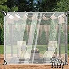 Klar pergola sidopaneler med öljetter utomhusgardiner, rivhållfasthet, presenning transparent för lusthus, veranda, anpassningsbar 6 x 6 m (20 x 20 tum)