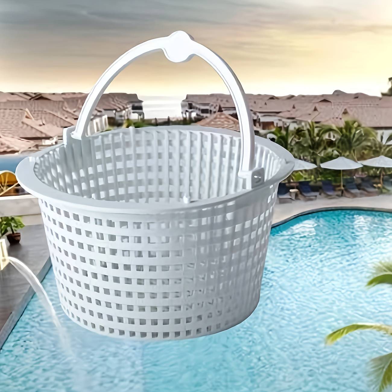 TEMU Durable White Replacement Skimmer Basket With Handle For Automatic Pool Cleaners Sp1091lx & Sp1091wm - Design For Efficient Removal, Sturdy Handle