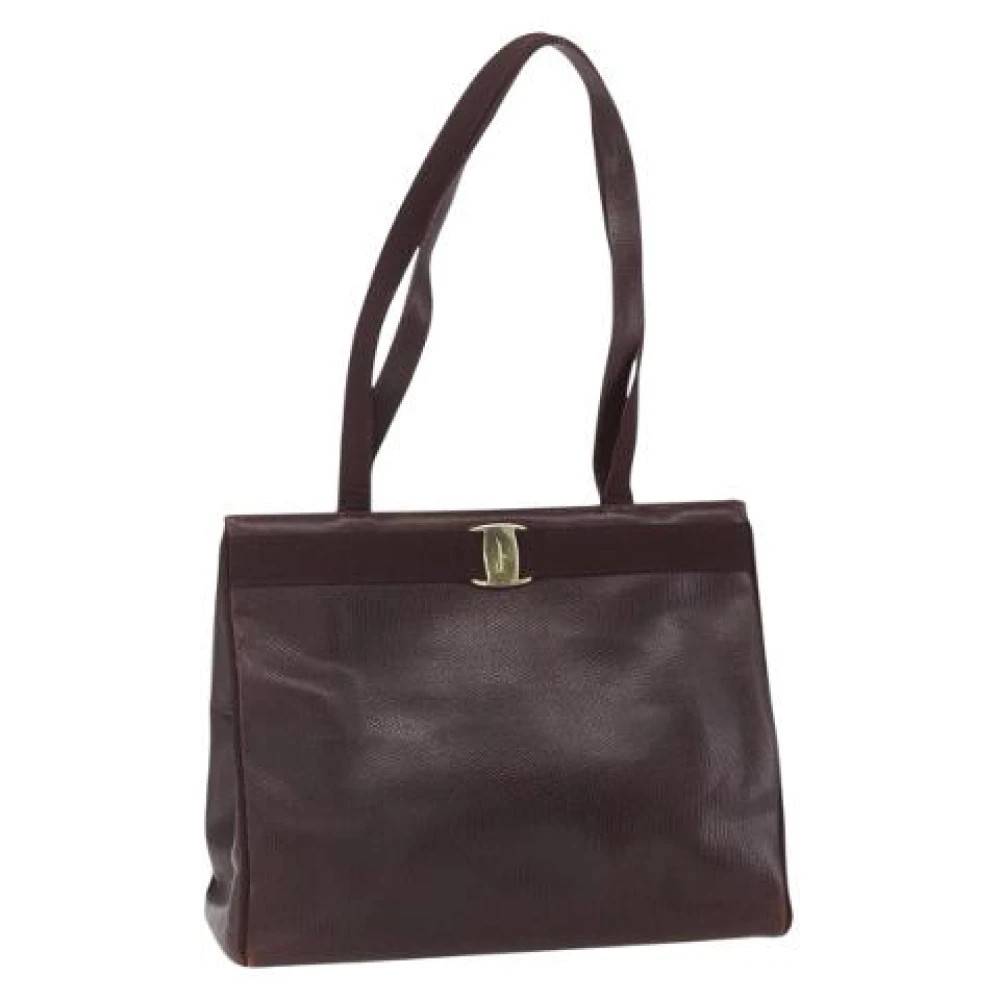 Salvatore Ferragamo Pre-owned Pre-owned Leather Tote Bag - Vintage - Dame - Brun - ONE SIZE - Læder