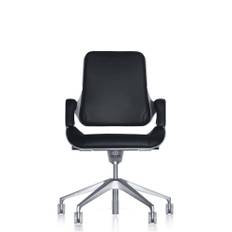 Kontorstol Silver 262s børstet aluminium/sort læder