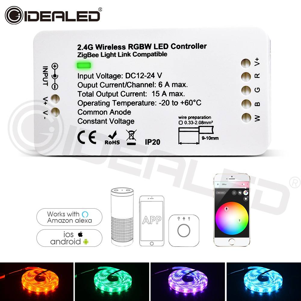 Led strip lampor smart home rgbw för trådlös app zigbee strip controller arbetar med zll hub echo plus och lightfy hub - Endast rgbw-kontroller / Icke vattentät