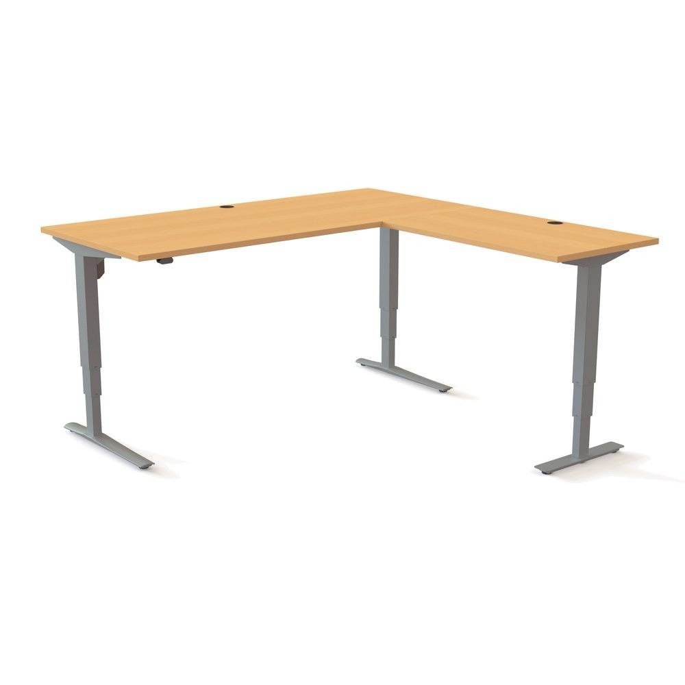 ConSet 501-43 Hæve-/sænkebord 180x180 cm, bøg med sølv stel.
