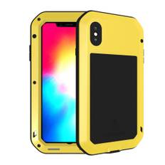 LOVE MEI iPhone Xs Max beskyttelsesetui i kombimaterialer med støvsikkert design - Gul