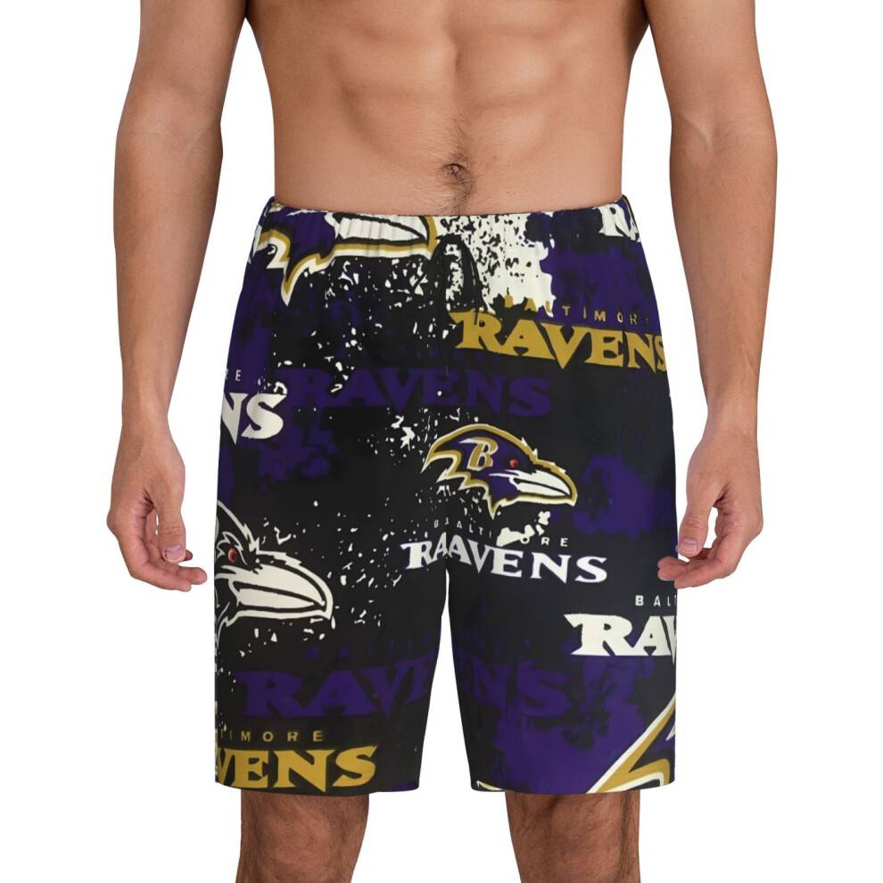YBR_Ravens korte pyjamasbukser til mænd, sport, korte ærmer med fodboldholdslogo, gaver til baseballfans