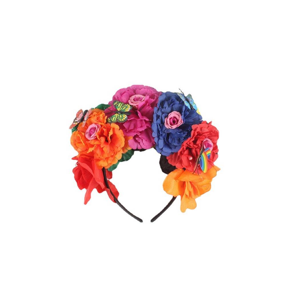De dødes dag hovedbeklædning blomsterkrone cosplay-tilbehør multistof 1 sæt