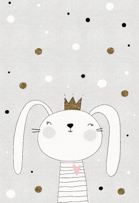 Barnmatta - Rabbit Crown (grå) (Storlek: 160 x 230 cm)
