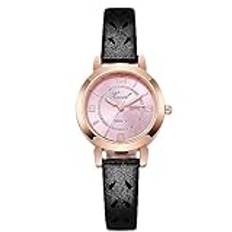 RORIOS Dam vardaglig klocka flickor analog kvarts armbandsur svart läderrem klocka vecka datum visning vattentät armbandsur damer lysande klocka, Rosa, L, armband