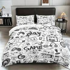 3st påslakanset (1 * påslakan + 2 * kuddfodral, fyllmedel ingår ej), fashionabla queen & X-Large Gamer Controller Design sängkläder, speltema - perfek - JYZ-SJT0454 (135*200,200*200,240*220,173*229,203cm*229cm,229cm*229cm,260cm*220cm,264cm*229cm)