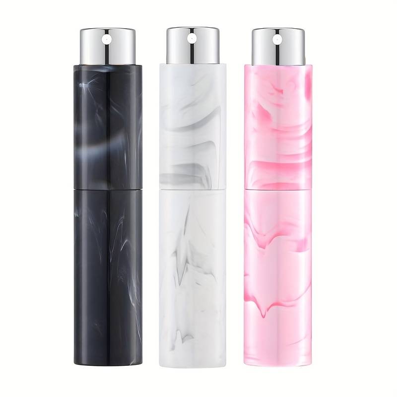 3pcs 10m Rotating Perfume Atomizer Marble Pattern Set, Refillable Mini Travel Size Empty Cologne Sprayer, Men Women Portable Spray Bottles