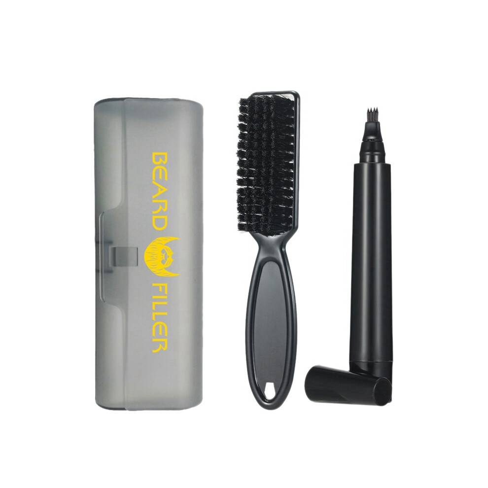 Beard Filling Pen Kit Barber Pencil Waterproof Long Lasting Natural Male Mustache Repair Shape Styling Tool(Black)