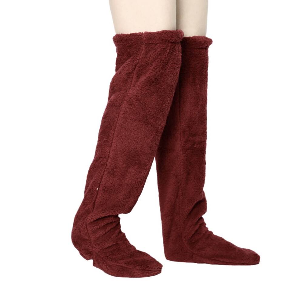 Dame Overknæstrømper Fuzzy Sokker Bløde Lårhøje Strømper Hyggelige Tøfler Fleece Vinterlange Sokker Varme Benvarmere