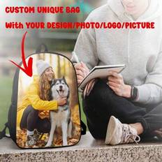 1pc Custom School Backpack For Men, Cool Print Backpack School Bag Lightweight School Bag Casual Daypack Easy To Clean Backpacks 17Inch Large Black Bo - Multicolor