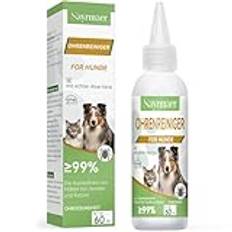 Nayrmaer öronrengöring hund, 60 ml hundöra rengöringslösning mot öronkvalster mild vård vid klåda i örat, örondroppar kvalster, öronrengöring för hundar, katter och alla andra djur hund (QJY-001)