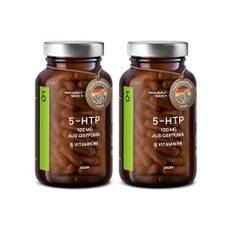2er Set 5-HTP Kapseln hochdosiert plus Vitamin B6-240 Kapseln 5 HTP 100mg aus Griffonia Simplicifolia Samenxextrakt - Serotonin Booster - natürlich pflanzlich & vegan