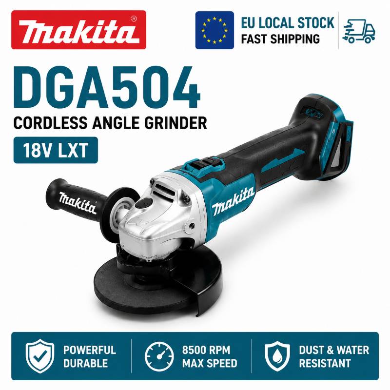 Original Makita DGA504 18V LXT Brushless Cordless Angle Grinder 125mm Electric Power Tool Bare Machine EU Local Warehouse Fast Delivery Compatible with BL1830 BL1840 BL1850 BL1860B 6.0Ah Batteries