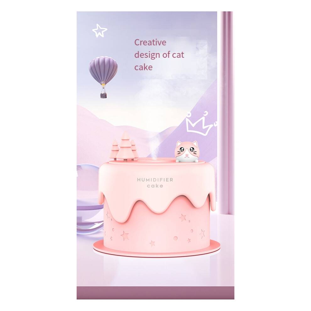 Cat Cake Humidifier 300ml - Ultra-Quiet with Colorful LED Lights, USB Powered, Ideal for Home Office and Bedroom