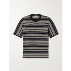 Mr P. - Striped Textured-Cotton T-Shirt - Men - Gray - M