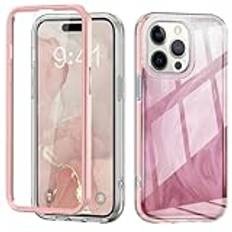 Smartphone Back Case Fodral Kompatibel med iPhone 14 Pro, Helkroppsfodral Smalt skyddande telefonfodral Designat genomskinligt anti-skrapa stötdämpningsfodral Kompatibel med 14 Pro Omslagspaket(Pembe)