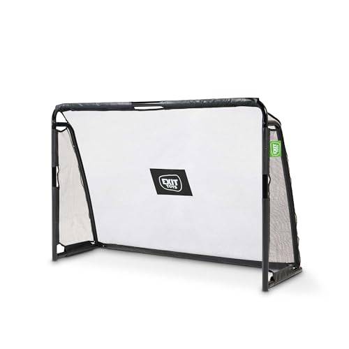 EXIT Toys Maestro Fotbollsmål i Stål - Med Träningsvägg - Inklusive Solitt Förankringssystem - Fotbollsmål För Barn - För Trädgården - Öva Dina Fotbollsfärdigheter - 180x120cm - Svart