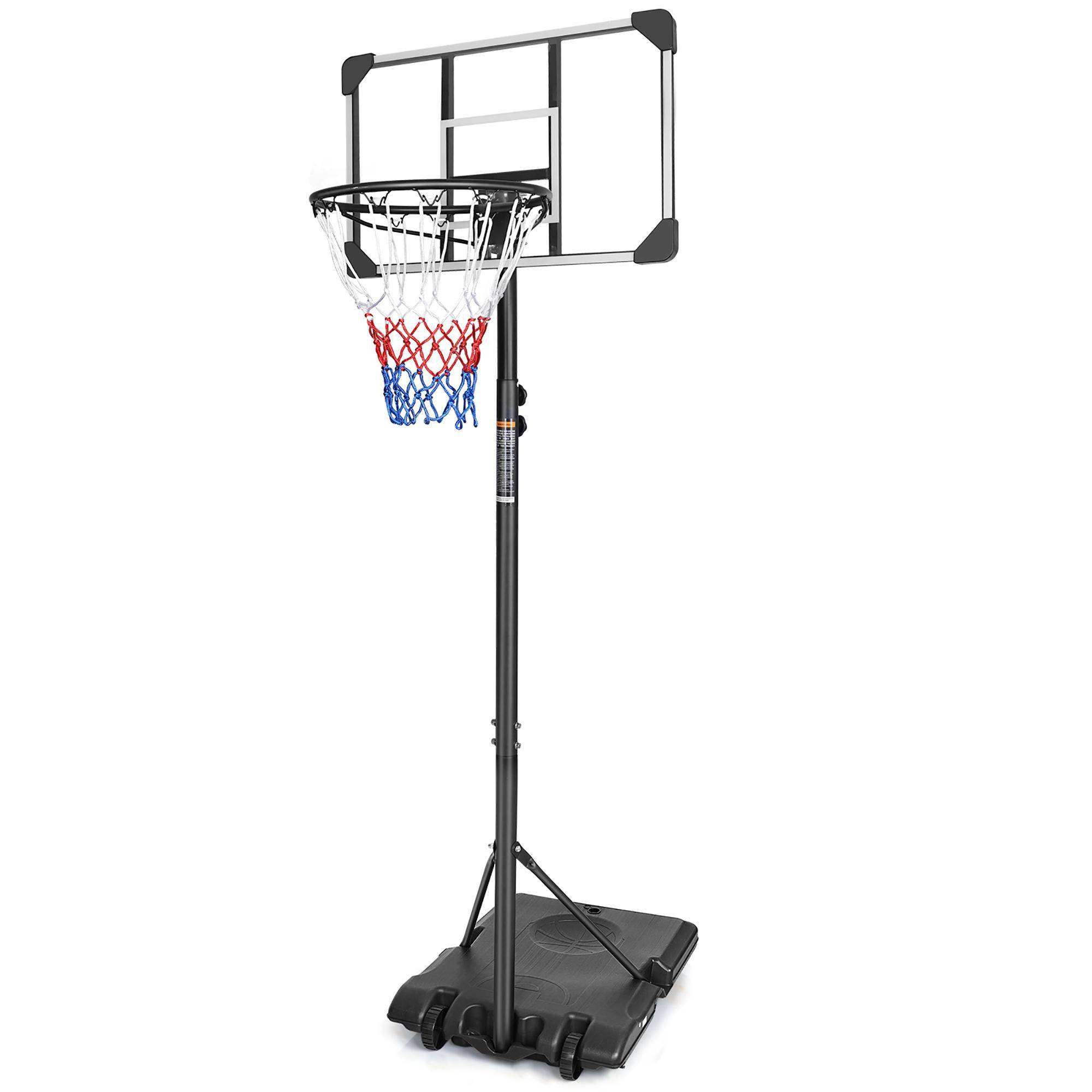 Portabel basketkorg, höjdjusterbar från 170 -- 213 cm, med hjul, lämplig för inomhus-/utomhusbruk, för ungdomar/vuxna. svart