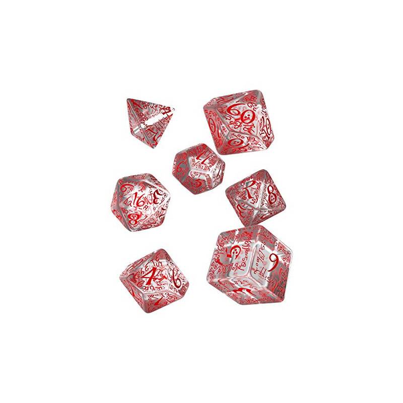 Elvish Translucent & red Dice Set (7)