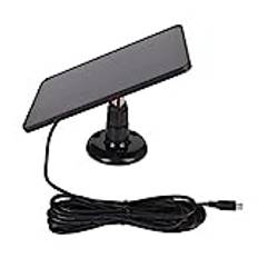 Kamera Solpanel, Utomhussäkerhetskamera, IP65 Vattentät Kameraladdare 5V 4W Högeffektiv Kontinuerlig Solenergi för Kamera för Micro USB C (Svart)