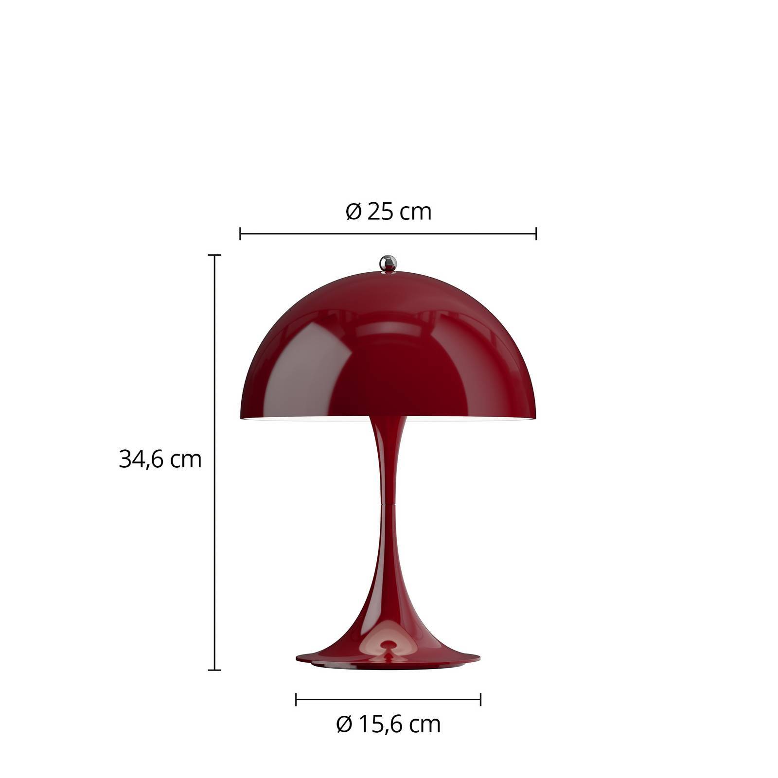 Louis Poulsen LED bordslampa Panthella 250, dimbar, Röd, Vardagsrum / matsal, Syntetmaterial, Modern, LED-bordslampa