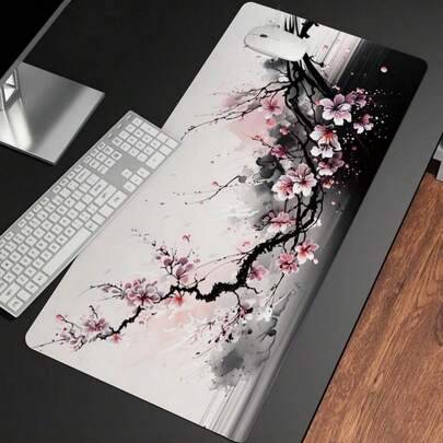 1 st. söt sakura blommig animelandskap gummimusmatta, universal tangentbord och musmatta, lämplig för dator, skrivbord, golv, present till pojkvän/fli - Färg (600x300 mm,900x400mm,800x300mm)