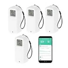 WiFi-termometer-hygrometer: Intelligent temperatur-fuktighetssensor med meddelandelarm, datalagring och export, kalibrerbar temperaturmonitor, kompatibel med Alexa (4 st)
