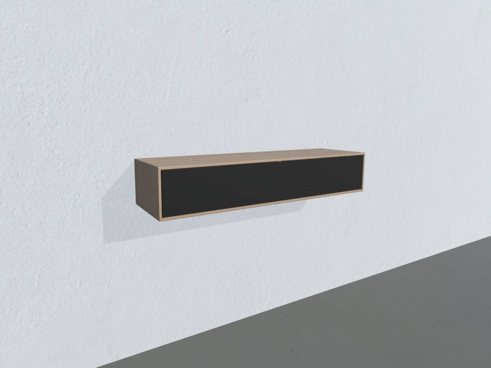 Square Classic TV-bord - opstilling 120 (massiv træ korpus, naturolieret eg massiv korpus, sort stofklap, dybde: 34 cm)