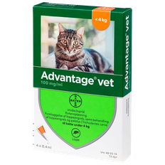 Advantage Vet 10 % Kat 0-4 Kg - 4x4 ml.